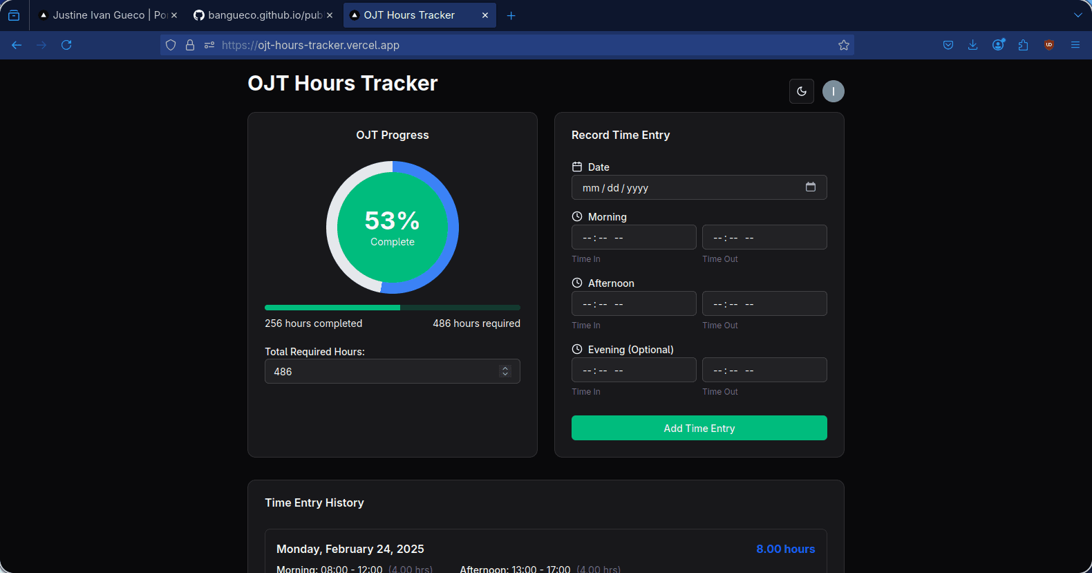 OJT Hours Tracker