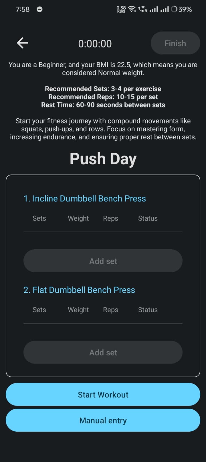 Start Workout Session